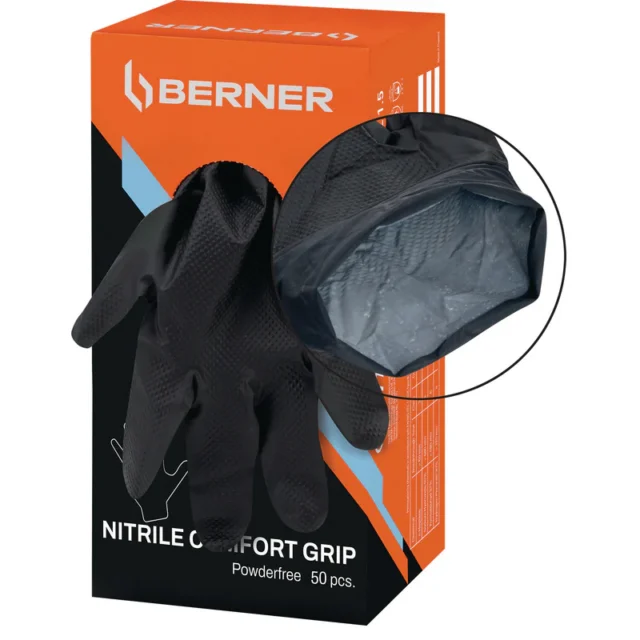 Vienreizlietojami cimdi nitrila melni Comfort Grip